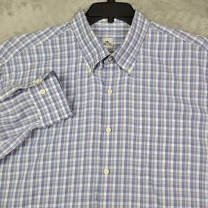 Peter Millar Men's‎ 2XL Blue Yellow Plaid Button Down Long Sleeve Casual Shirt